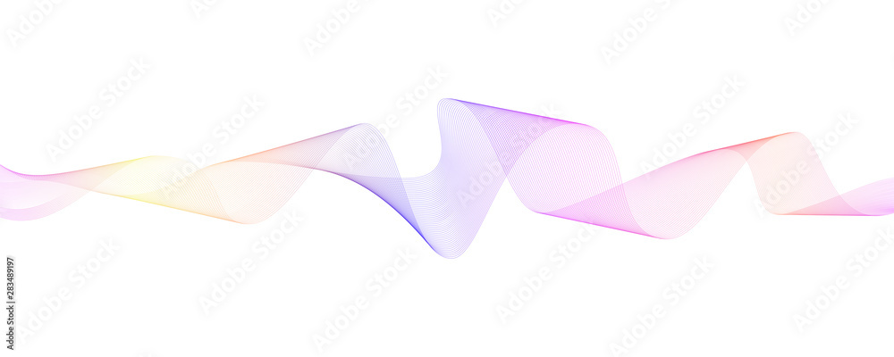 Vector background with dynamic waves, abstract twisted lines isolated on white background. Colorful flowing wavy stripes. Concept for illustration of sound, music, technology. Creative line art - obrazy, fototapety, plakaty 