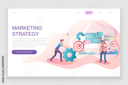 Modern flat web page design template concept of Marketing Strategy decorated people character for website and mobile website development. Flat landing page template. Vector illustration. © microstore