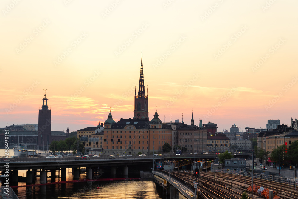 View of the historical center of Stockholm witn main places of interest
