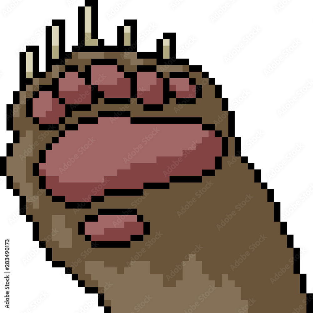 Obraz premium vector pixel art bear paw