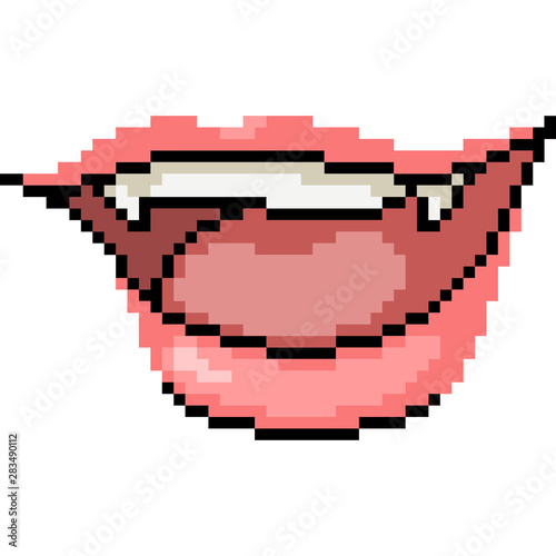 vector pixel art vampire lip