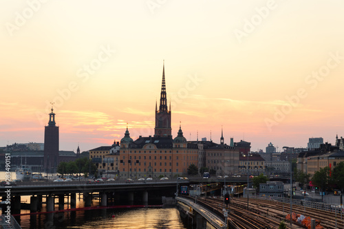 View of the historical center of Stockholm witn main places of interest