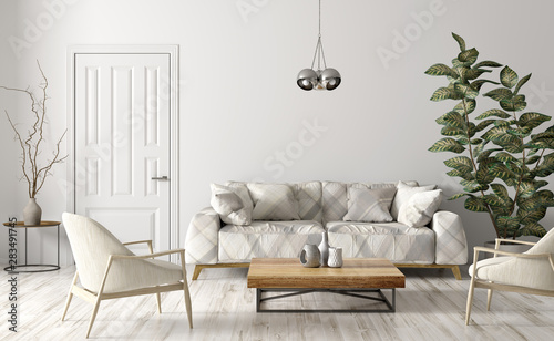 Fototapeta Naklejka Na Ścianę i Meble -  Interior of modern living room 3d rendering