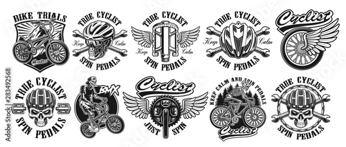 Set of vintage designs of bycicle theme