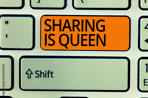 Wallpaper Mural Writing note showing Sharing Is Queen. Business photo showcasing giving others information or belongs is great quality. Torontodigital.ca