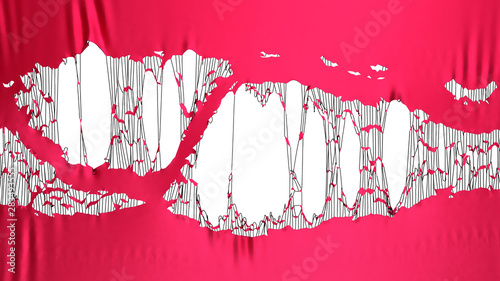 red torn fabric 3d render image