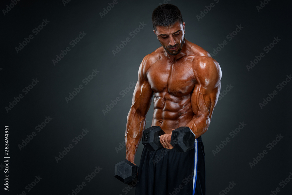 Strong Muscular Men Lifting Weights