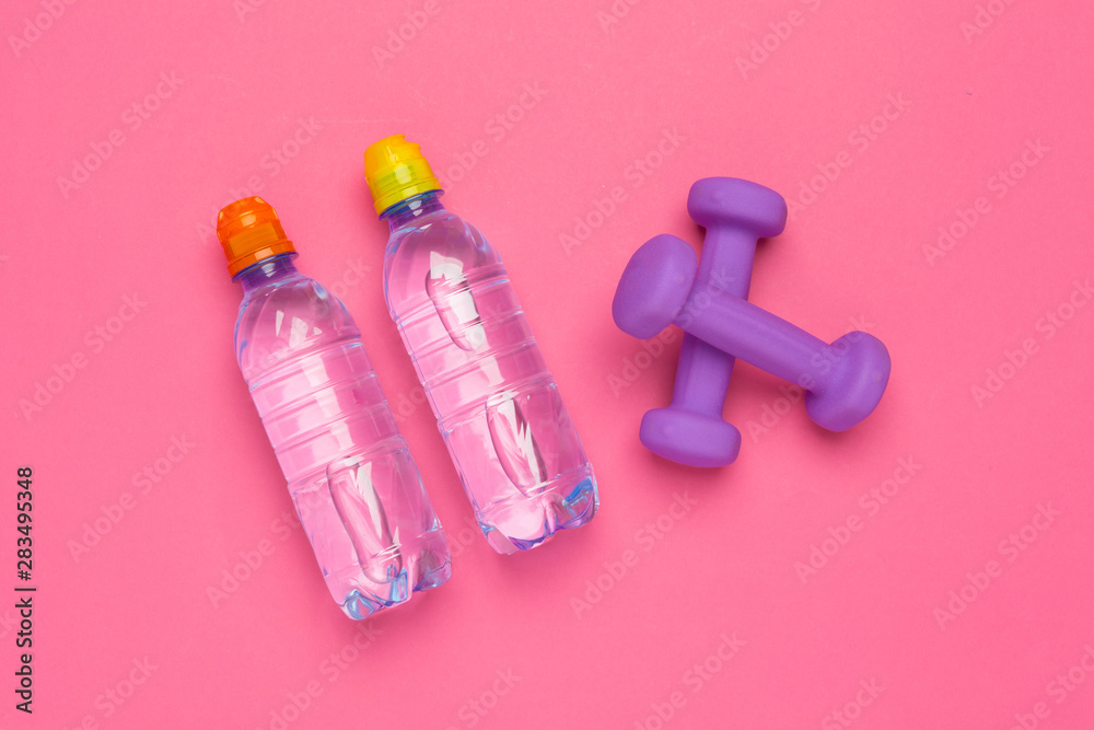 concept preparing to fitness sports equipment top view concept preparing to fitness sports equipment top view