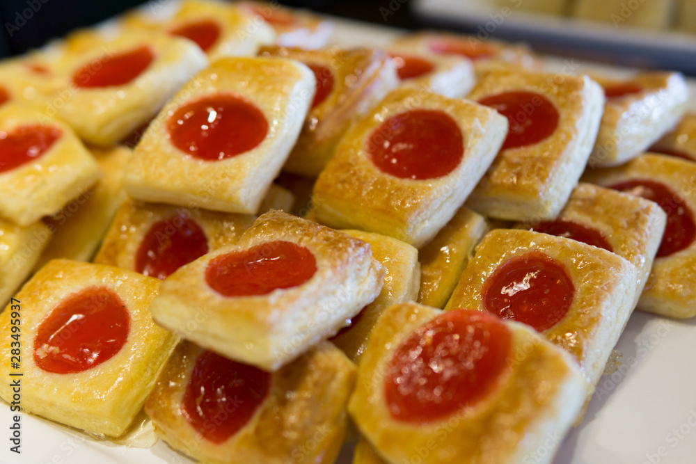 Strawberry danish pie ready to serve. soft focus Strawberry danish pie ready to serve. soft focus