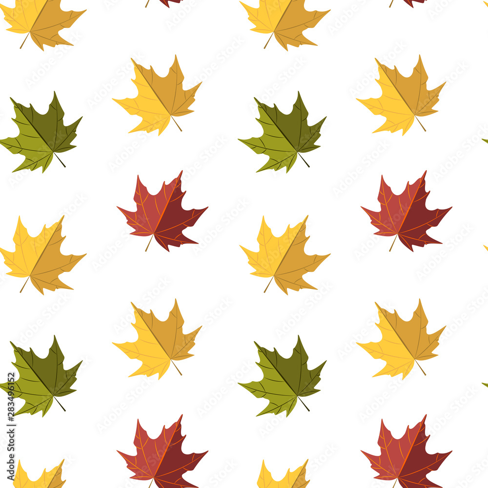 Obraz premium Autumn leaves seamless pattern. Vector illustration