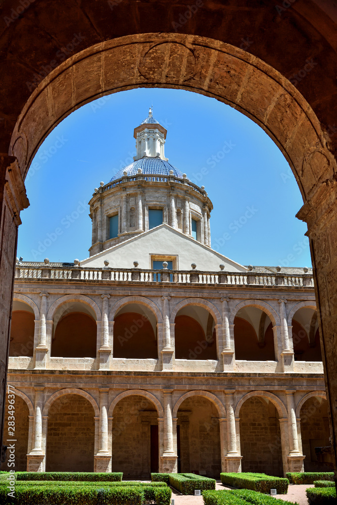 Valencia, Spain: 06.15.2019; The dome of the church of Monastery  of San Miguel de los Reyes