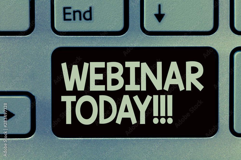 Fototapeta premium Handwriting text writing Webinar Today. Concept meaning telling someone that have seminar conducted over Internet.