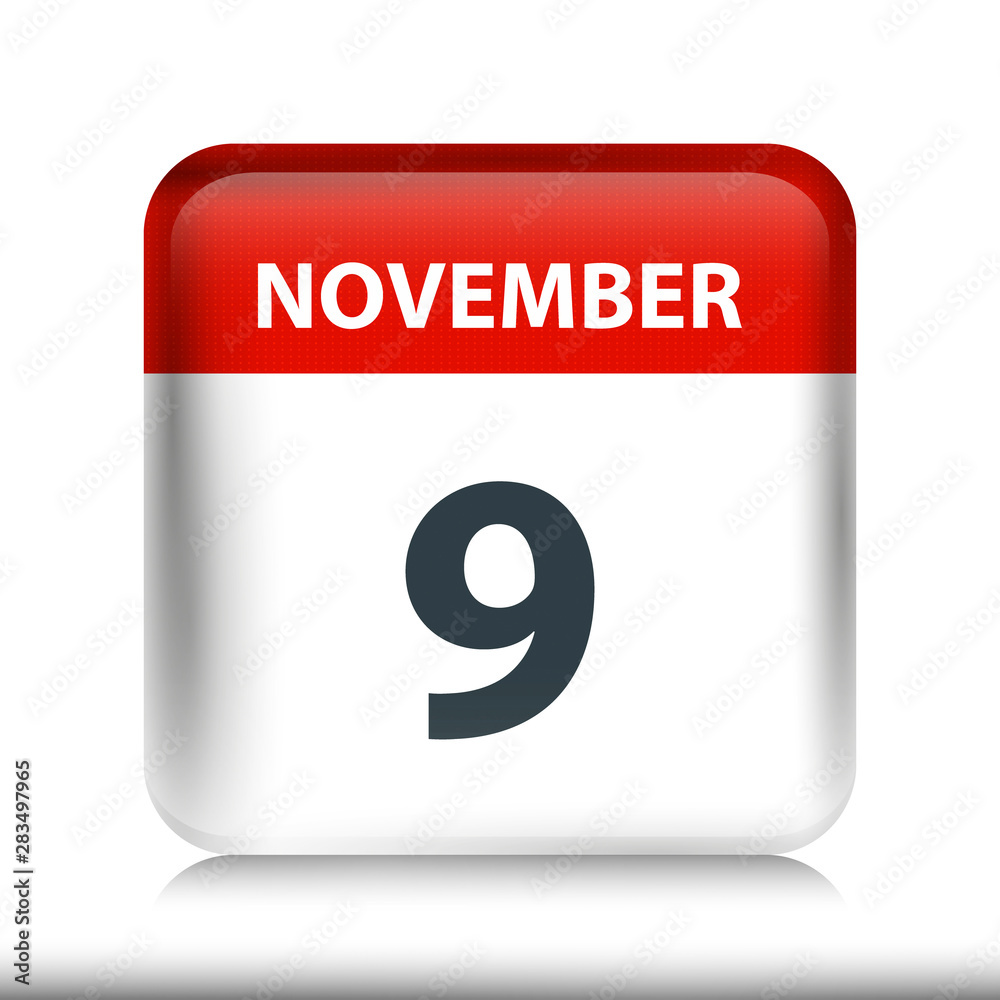 November 9 - Glossy Calendar Icon - Calendar design template