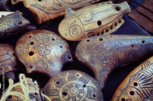 Schilderij op canvas Ocarina, whistle — wind musical instrument, kind of whistle vascular flute