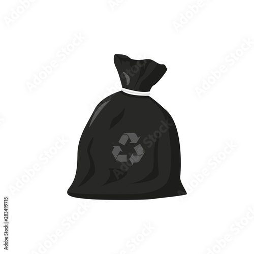 eco friendly trash bag in flat style