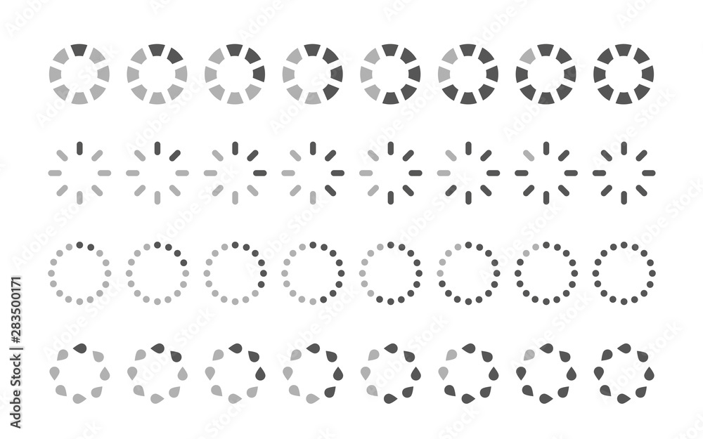 loading set of icons in flat style loading set of icons in flat style