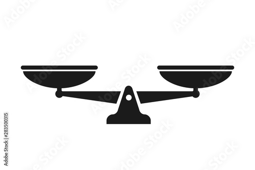 Vector scale isolated icon. Symbol of justice weight balance. Vector sign of law judgment punishment statue.