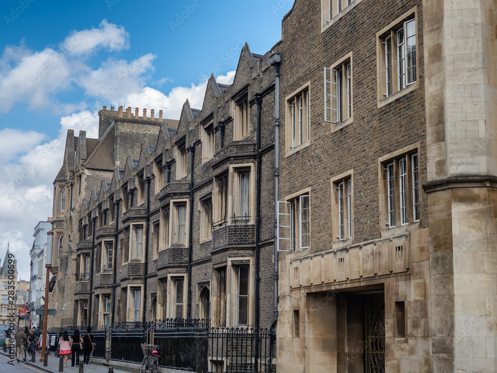 Streets with traditional homes in Cambridge, England