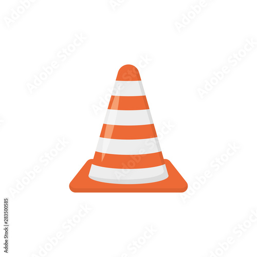 orange road cone in flat style, vector