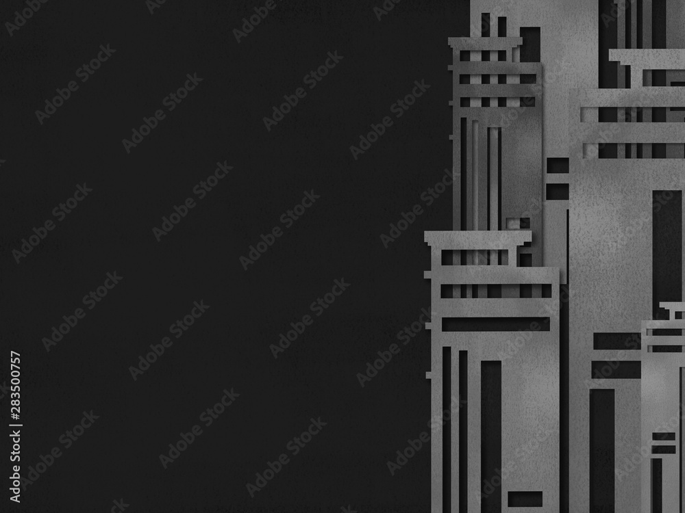 Black and white cityscape geometric background,town illustration,architecture
