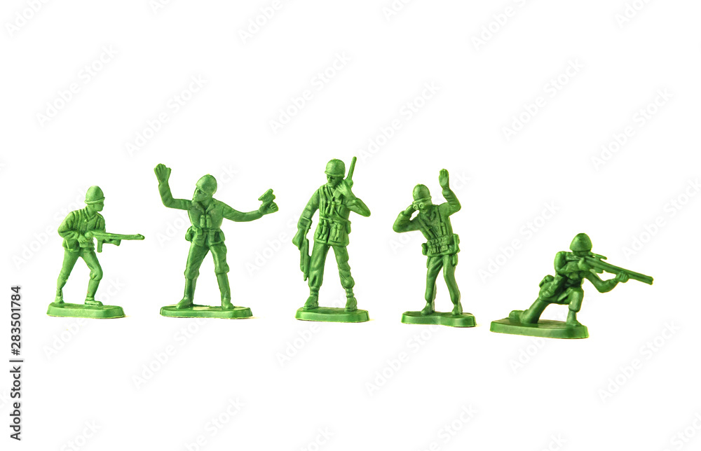 army green plastic soldiers isolated on white background army green plastic soldiers isolated on white background