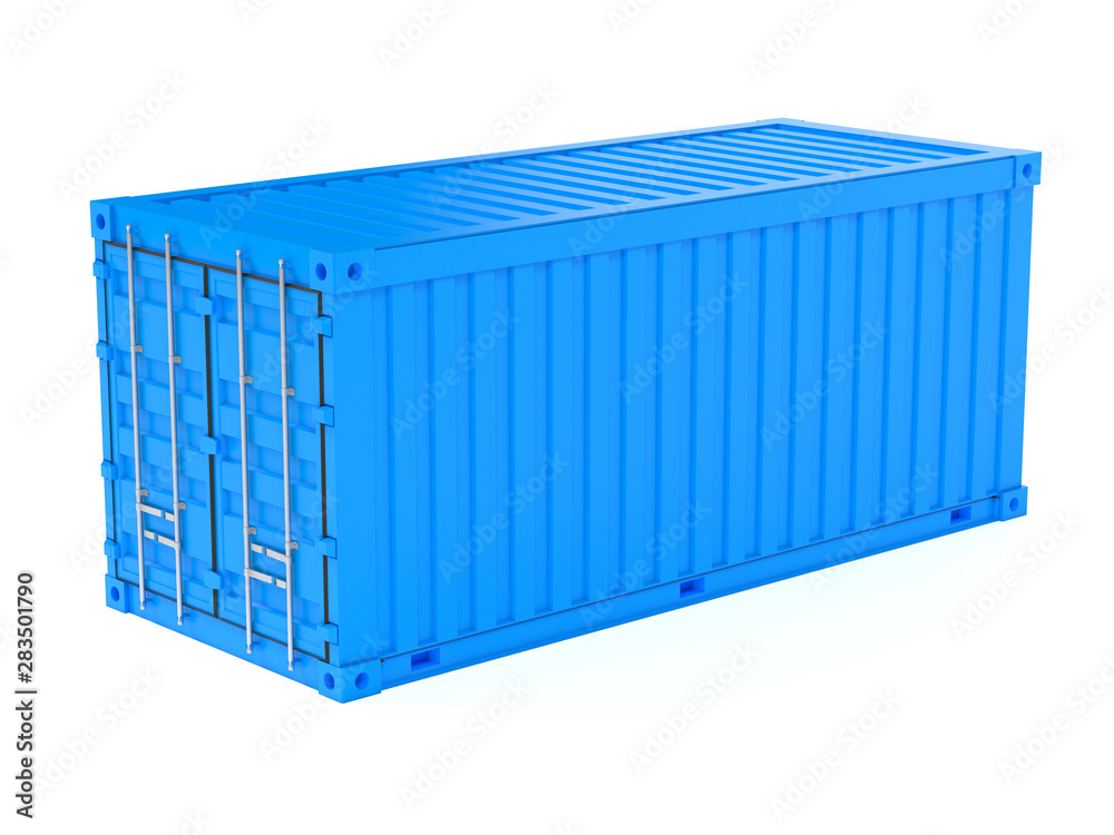 Shipping freight container. Blue intermodal container Shipping freight container. Blue intermodal container