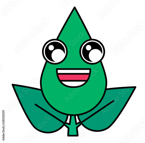 Green twig fascinated emoticon linear icon