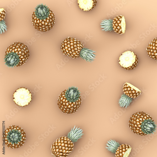 pineapple fruit minimalism art ananas white background 3d-illustration 