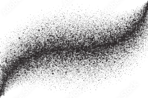 Abstract Scattered Particles Isolated On White Background. Spray Effect. Scatter Falling Black Drops. Hand Made Grunge Texture In Ultra High Quality