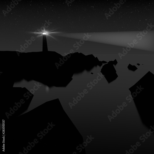 black and white seascape, l...