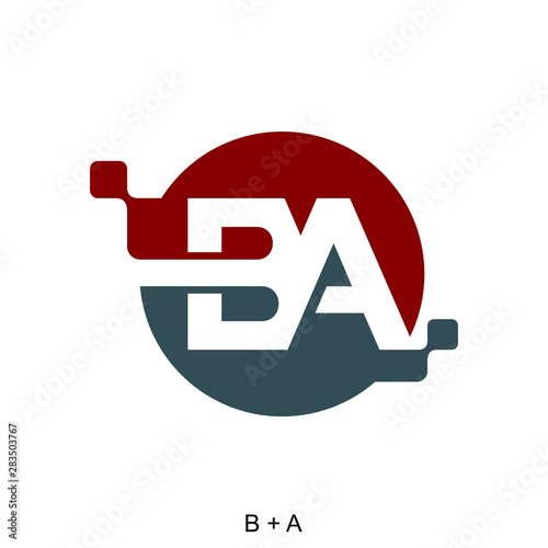 Letter B and A for icon or logo ready to use