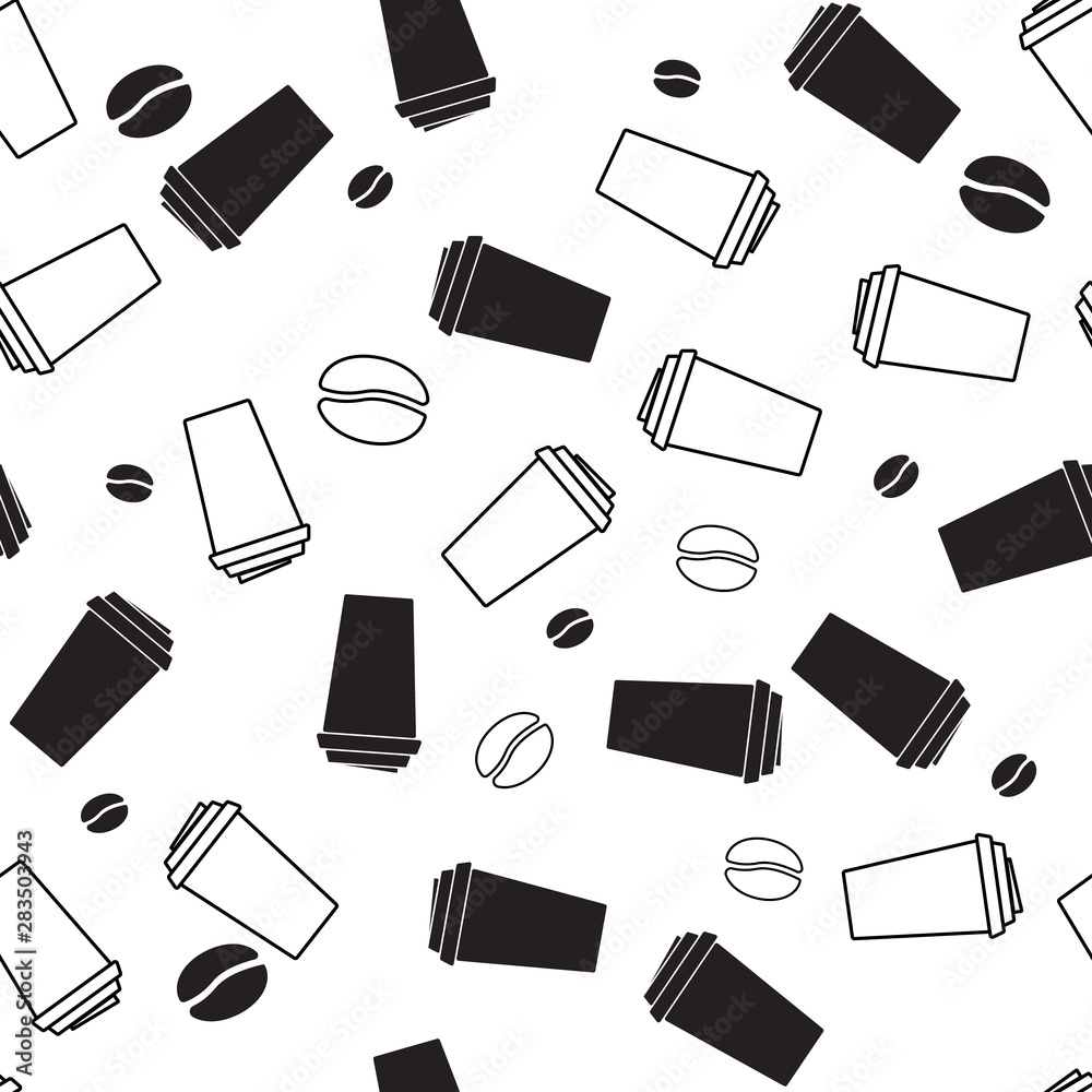 Seamless pattern with Coffee and Tea Icons. Vector stock illustration, EPS 10. Seamless pattern with Coffee and Tea Icons. Vector stock illustration, EPS 10.