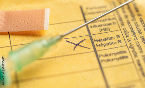 Impfausweis mit Spritze - Hepatitis B photo