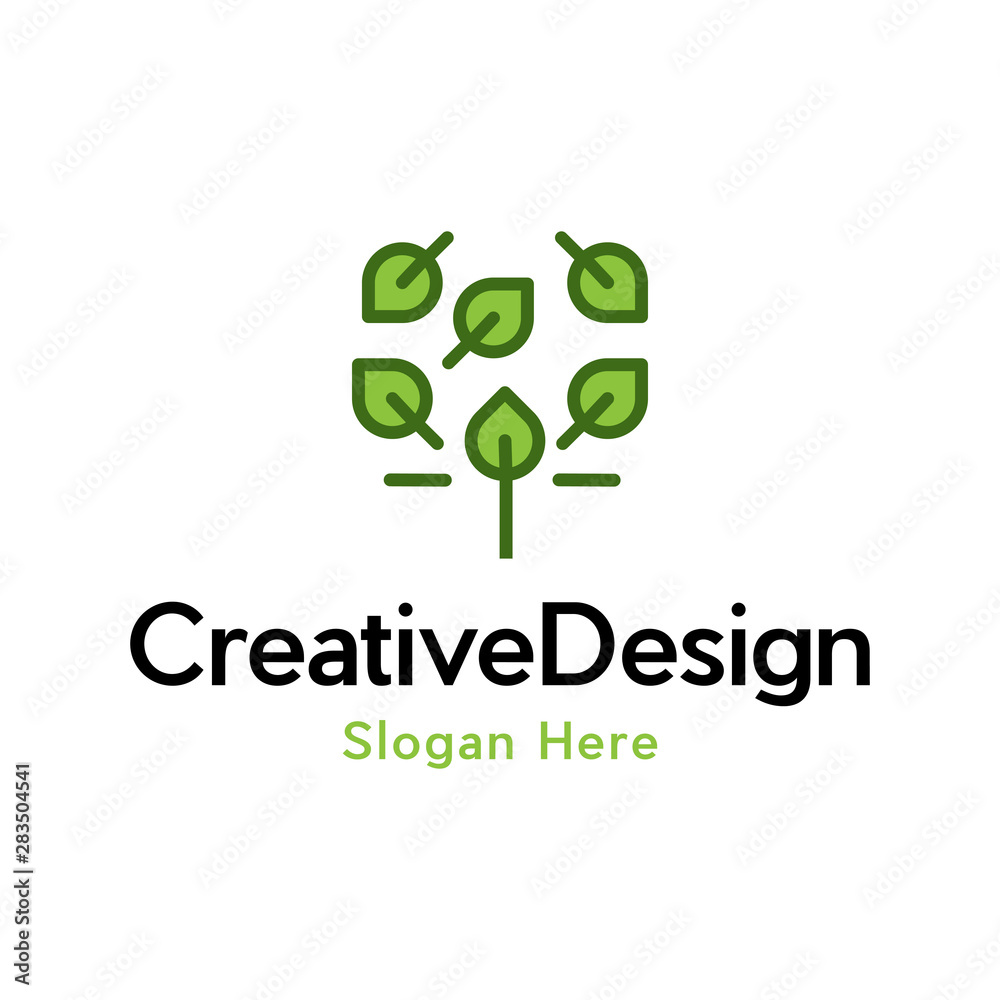 Abstract green leaf logo icon vector design. Landscape design, garden, Plant, nature and ecology vector logo, Green Leaf Icon Vector Illustrations