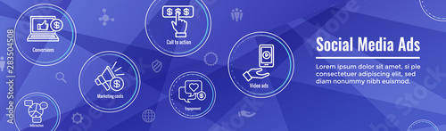 Social Media Ads Icon Set and Web Header Banner