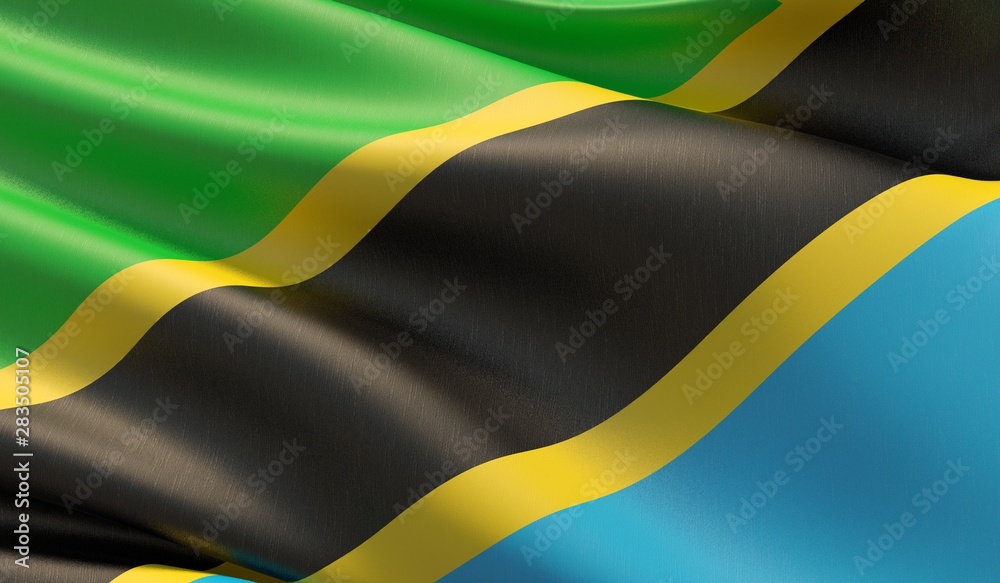 High resolution close-up flag of Tanzania. 3D illustration. High resolution close-up flag of Tanzania. 3D illustration.