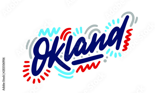 Oakland handwritten city name.Modern Calligraphy Hand Lettering for Printing,background ,logo, for posters, invitations, cards, etc. Typography vector.