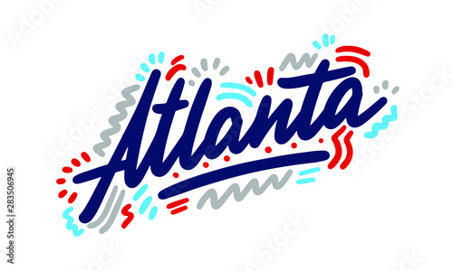 Atlanta handwritten city name.Modern Calligraphy Hand Lettering for Printing,background ,logo, for posters, invitations, cards, etc. Typography vector.