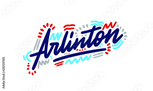 Arlington handwritten city name.Modern Calligraphy Hand Lettering for Printing,background ,logo, for posters, invitations, cards, etc. Typography vector. photo