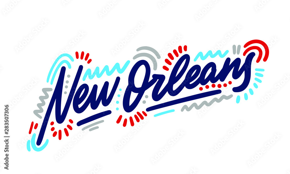 New Orleans handwritten city name.Modern Calligraphy Hand Lettering for