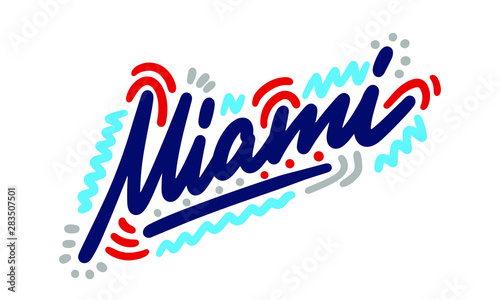 Miami handwritten city name.Modern Calligraphy Hand Lettering for Printing,background ,logo, for posters, invitations, cards, etc. Typography vector.