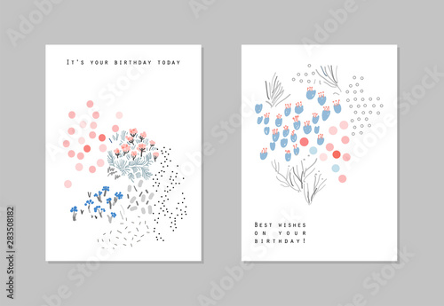 Collection of floral cards. Vector