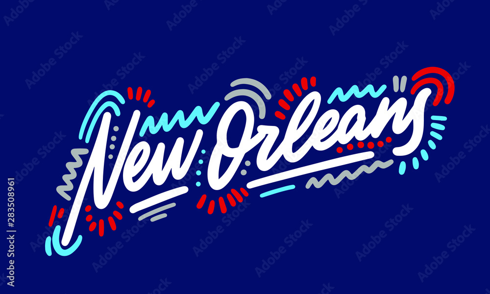New Orleans handwritten city name.Modern Calligraphy Hand Lettering for