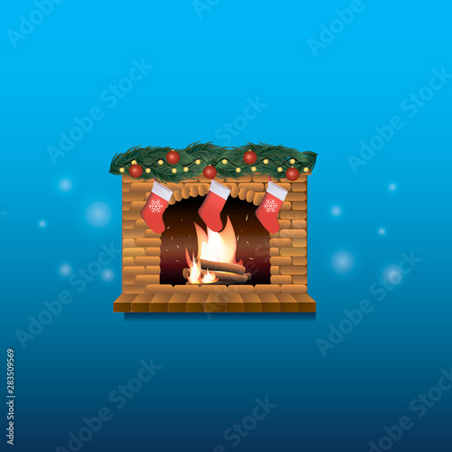 Christmas fireplace, burning firewood, fire, homeliness