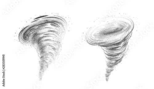Tornado swirl. Set of vector illustrations on white background