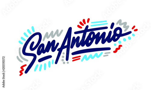 San Antonio handwritten city name.Modern Calligraphy Hand Lettering for Printing,background ,logo, for posters, invitations, cards, etc. Typography vector.