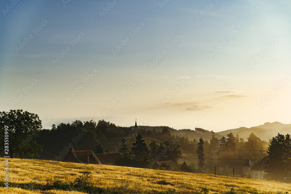 Obraz premium sunset over a field