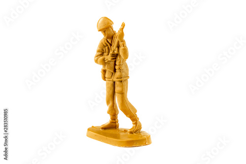 plastic toy soldier isolated on white background.