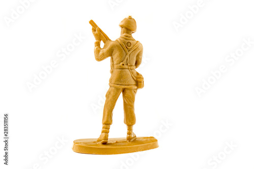 plastic toy soldier isolated on white background.