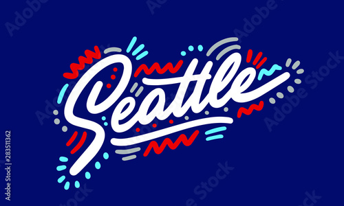 Seattle handwritten city name.Modern Calligraphy Hand Lettering for Printing,background ,logo, for posters, invitations, cards, etc. Typography vector.